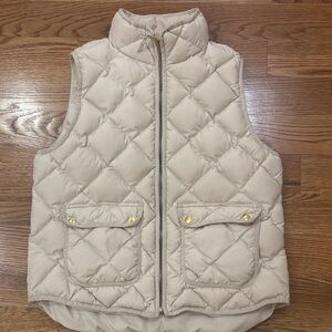 J. Crew cream down fill Quilted Vest double sided pockets warm outdoors L